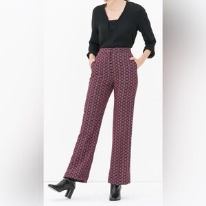 Sandro Navy Blue w/ Red Patterned Flower Trousers